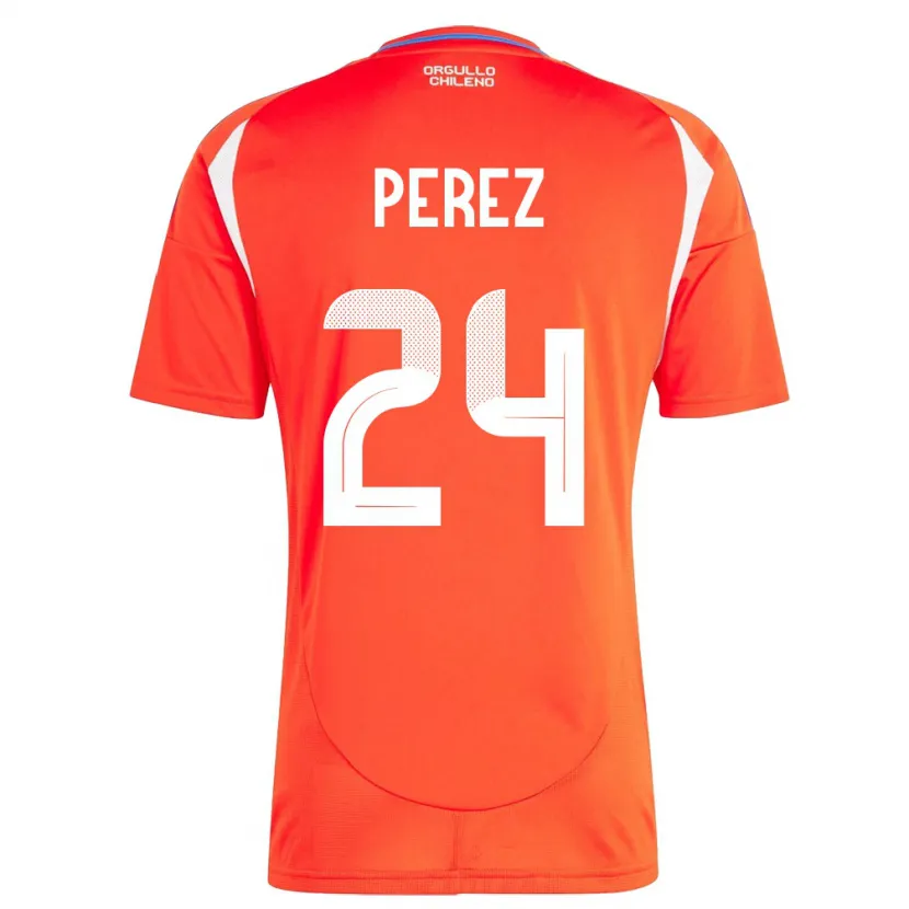 Danxen Mænd Chile César Pérez #24 Rød Hjemmebane Spillertrøjer 24-26 Trøje T-Shirt