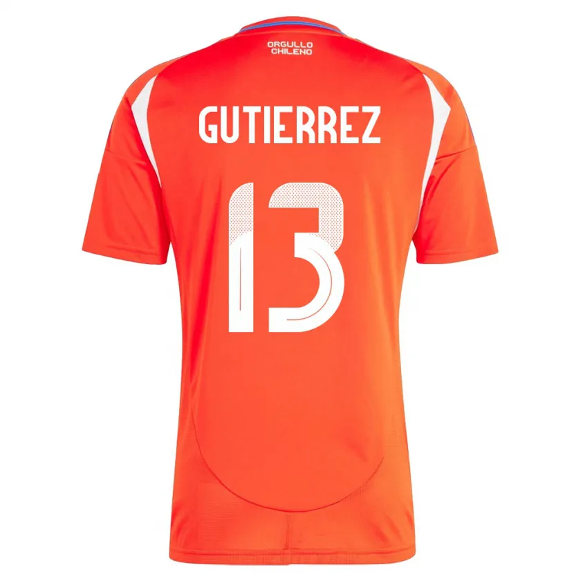 Danxen Mænd Chile Daniel Gutiérrez #13 Rød Hjemmebane Spillertrøjer 24-26 Trøje T-Shirt