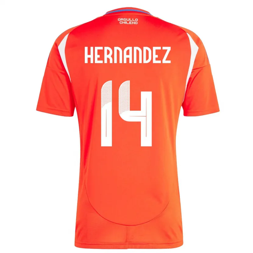 Danxen Mænd Chile Leandro Hernández #14 Rød Hjemmebane Spillertrøjer 24-26 Trøje T-Shirt