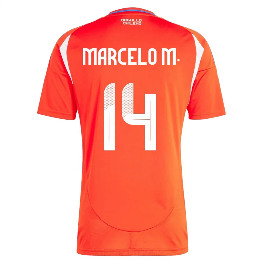 Danxen Mænd Chile Marcelo Morales #14 Rød Hjemmebane Spillertrøjer 24-26 Trøje T-Shirt