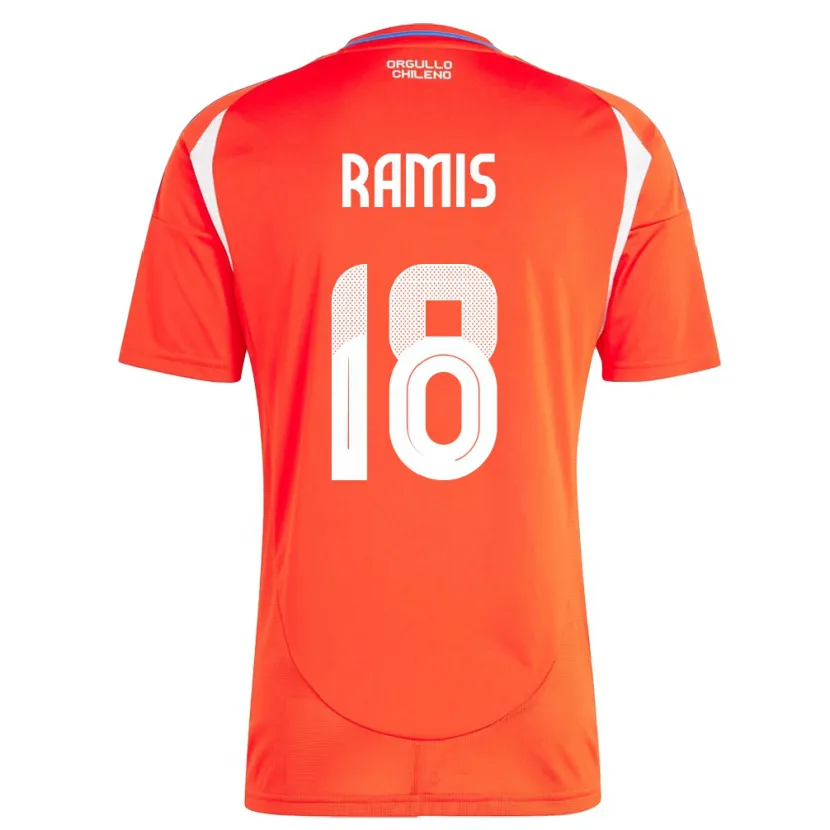 Danxen Mænd Chile Oliver Ramis #18 Rød Hjemmebane Spillertrøjer 24-26 Trøje T-Shirt