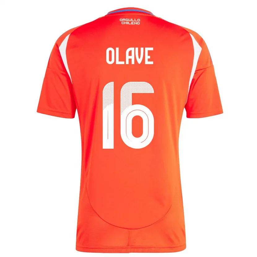 Danxen Mænd Chile Isidora Olave #16 Rød Hjemmebane Spillertrøjer 24-26 Trøje T-Shirt