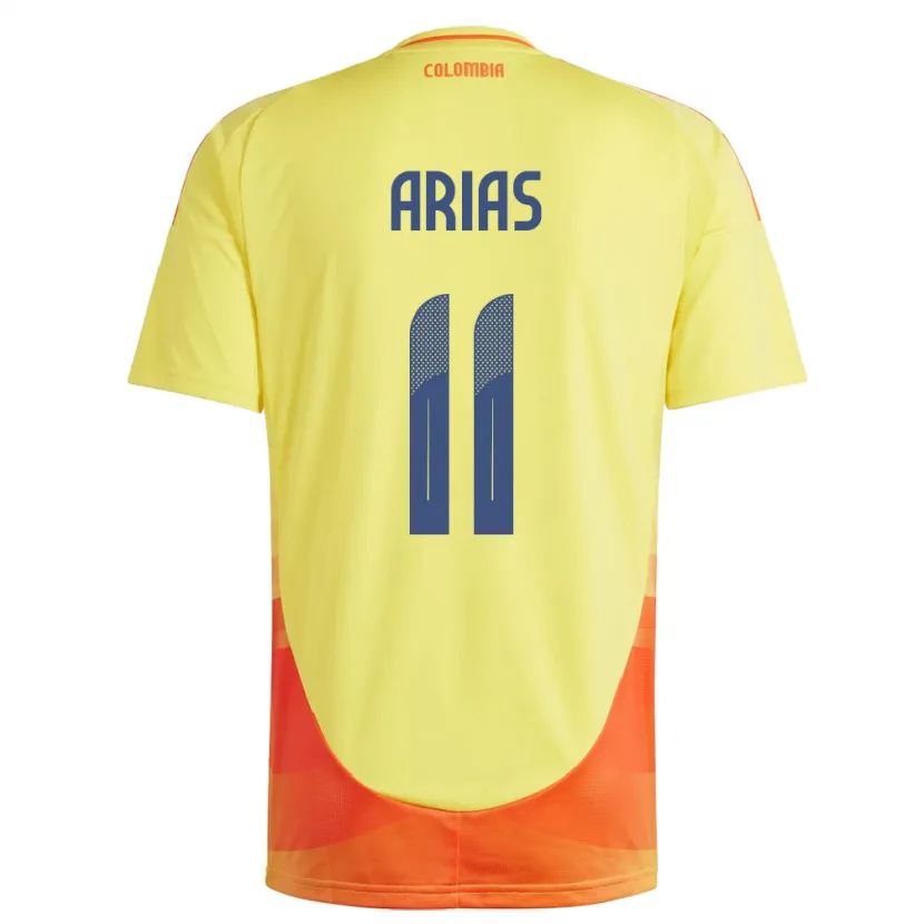 Danxen Mænd Colombia Jhon Arias #11 Gul Hjemmebane Spillertrøjer 24-26 Trøje T-Shirt