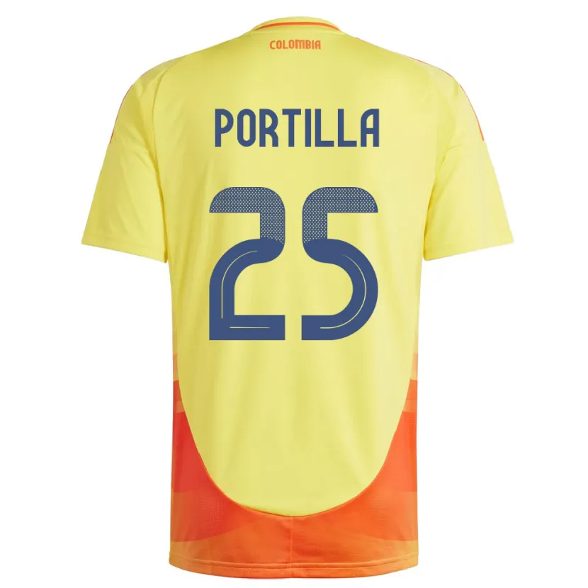 Danxen Mænd Colombia Juan Portilla #25 Gul Hjemmebane Spillertrøjer 24-26 Trøje T-Shirt