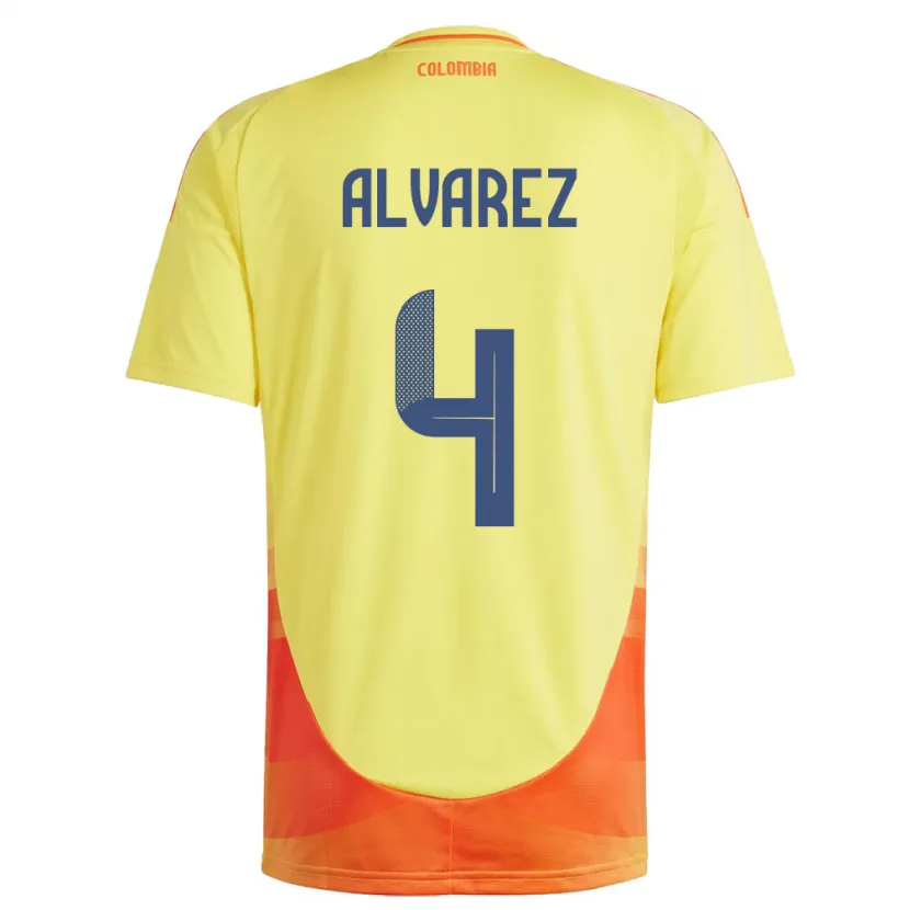 Danxen Mænd Colombia Fernando Álvarez #4 Gul Hjemmebane Spillertrøjer 24-26 Trøje T-Shirt