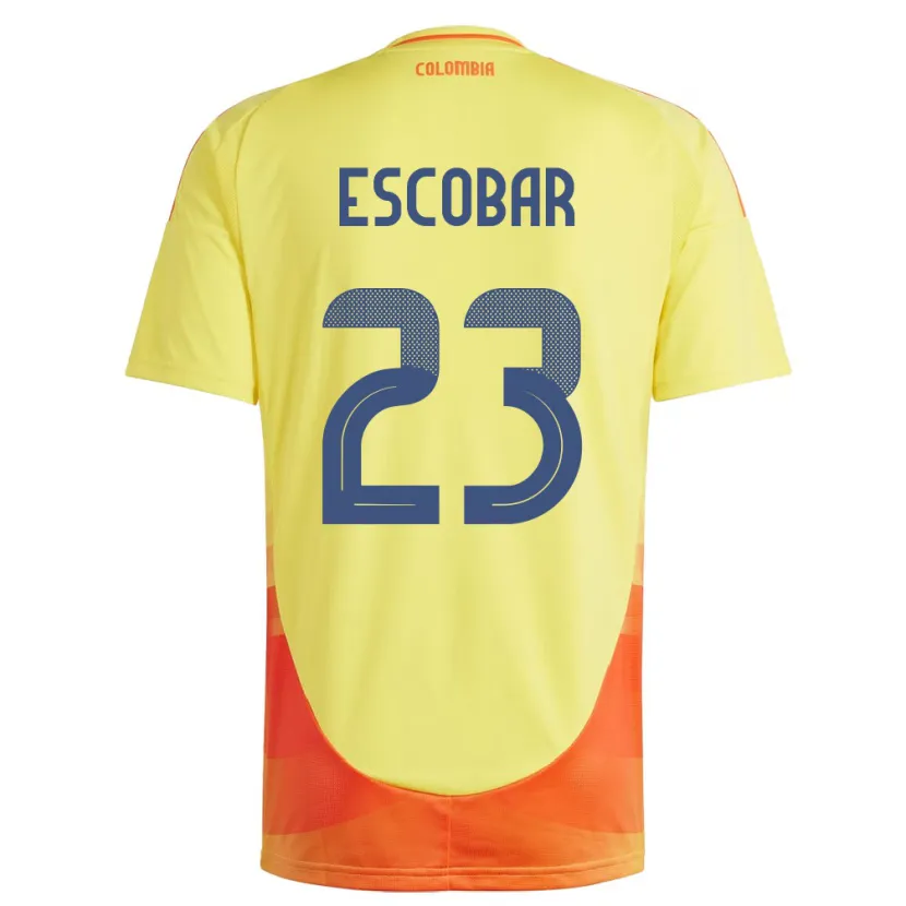 Danxen Mænd Colombia Josen Escobar #23 Gul Hjemmebane Spillertrøjer 24-26 Trøje T-Shirt