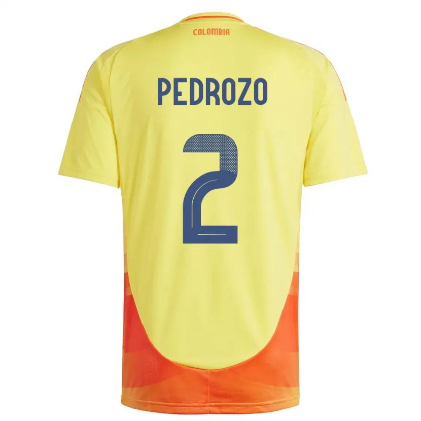 Danxen Mænd Colombia Daniel Pedrozo #2 Gul Hjemmebane Spillertrøjer 24-26 Trøje T-Shirt