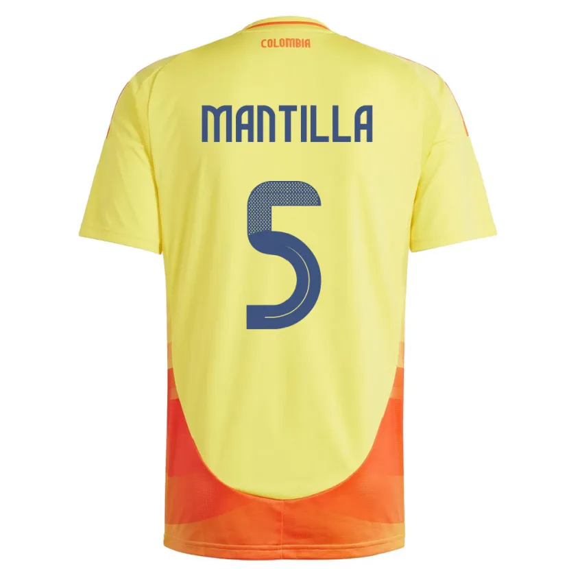 Danxen Mænd Colombia Kevin Mantilla #5 Gul Hjemmebane Spillertrøjer 24-26 Trøje T-Shirt