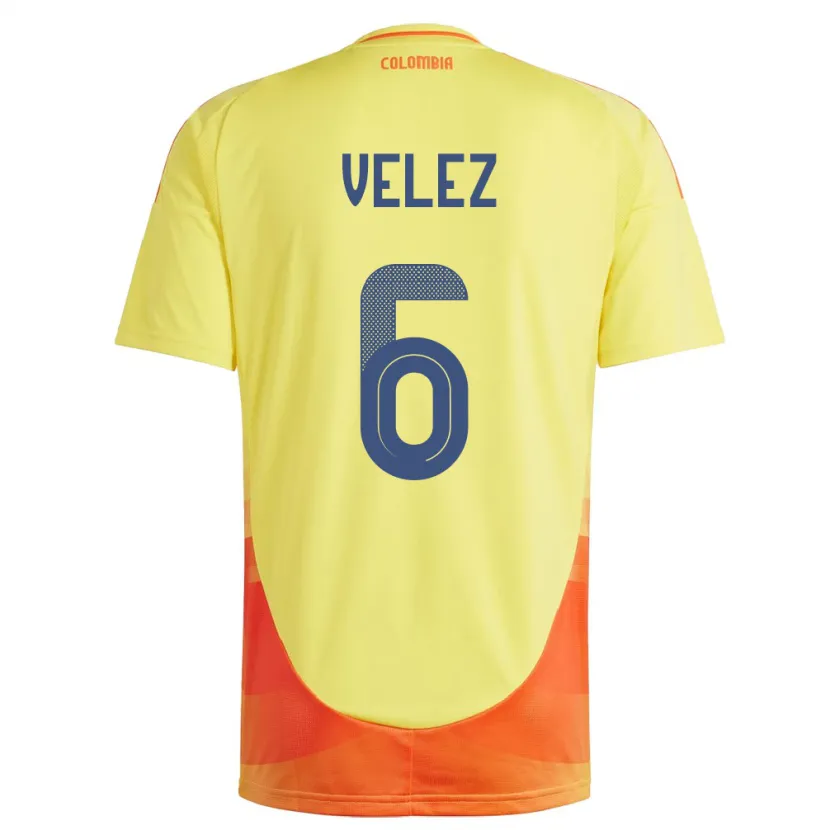 Danxen Mænd Colombia Jhon Vélez #6 Gul Hjemmebane Spillertrøjer 24-26 Trøje T-Shirt