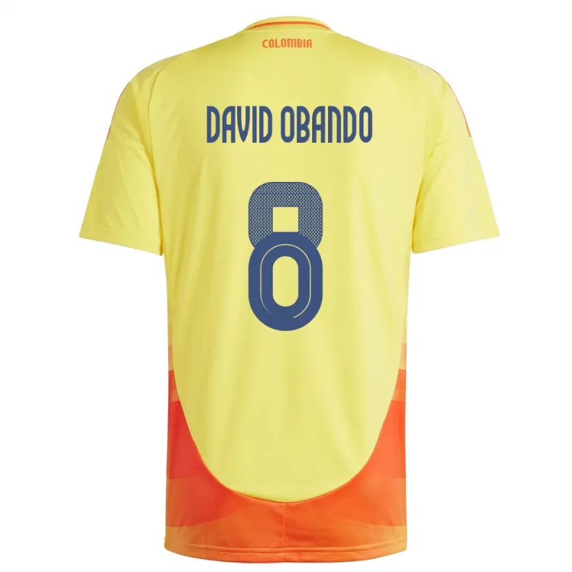 Danxen Mænd Colombia Juan David Obando #8 Gul Hjemmebane Spillertrøjer 24-26 Trøje T-Shirt