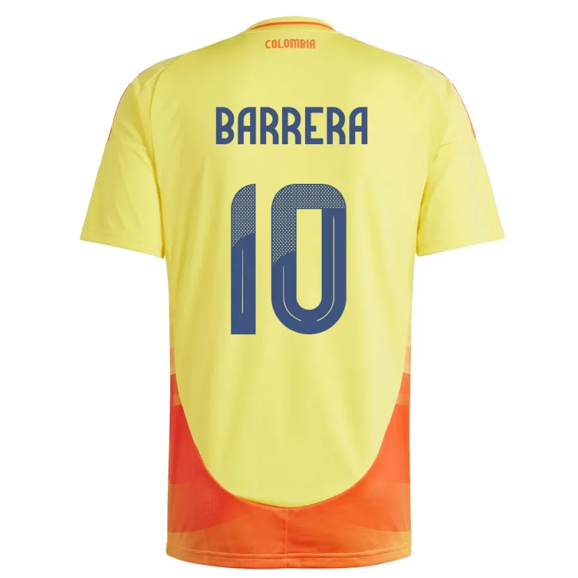 Danxen Mænd Colombia Jordan Barrera #10 Gul Hjemmebane Spillertrøjer 24-26 Trøje T-Shirt