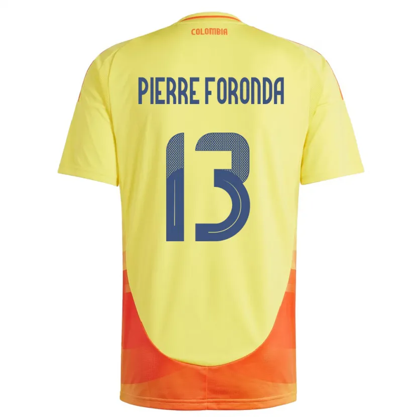 Danxen Mænd Colombia Jean Pierre Foronda #13 Gul Hjemmebane Spillertrøjer 24-26 Trøje T-Shirt