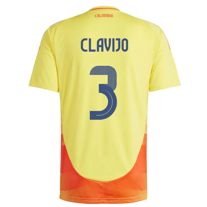 Danxen Mænd Colombia Ángela Clavijo #3 Gul Hjemmebane Spillertrøjer 24-26 Trøje T-Shirt