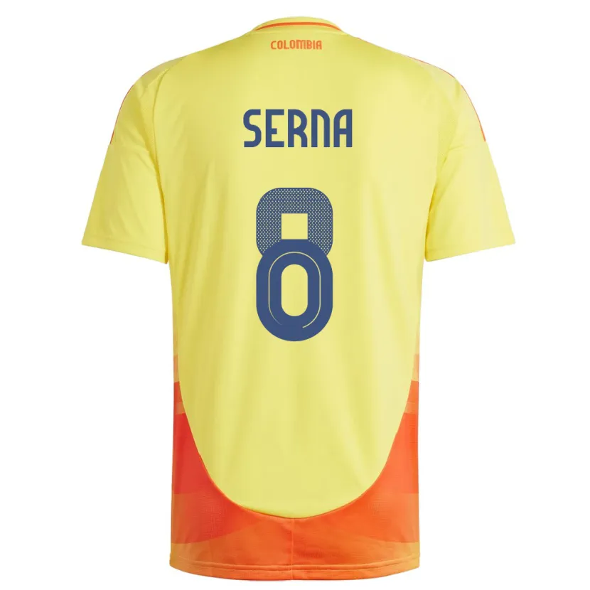 Danxen Mænd Colombia Liced Serna #8 Gul Hjemmebane Spillertrøjer 24-26 Trøje T-Shirt