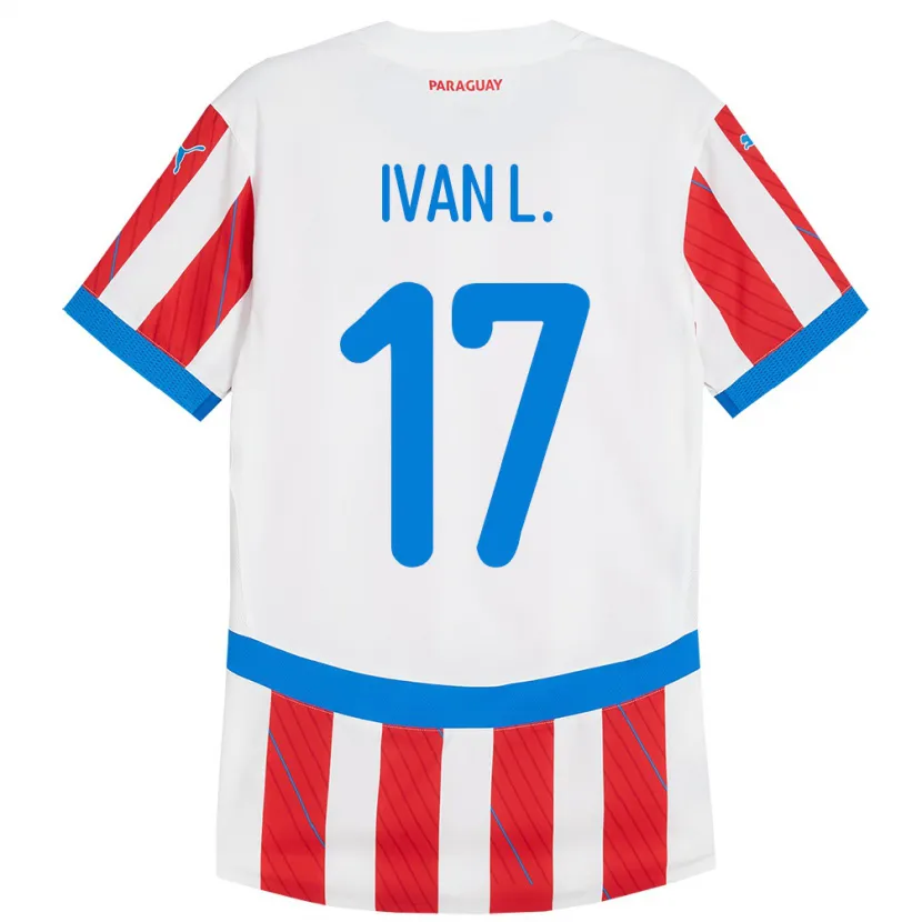 Danxen Mænd Paraguay Iván Leguizamón #17 Hvid Rød Hjemmebane Spillertrøjer 24-26 Trøje T-Shirt