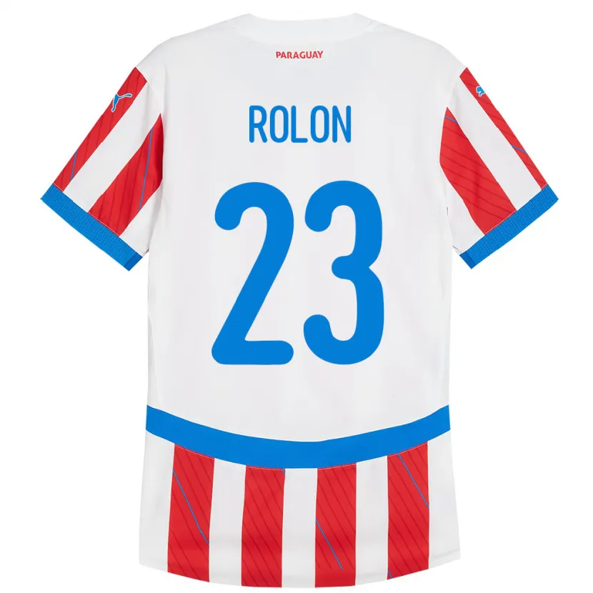 Danxen Mænd Paraguay Luis Rolón #23 Hvid Rød Hjemmebane Spillertrøjer 24-26 Trøje T-Shirt