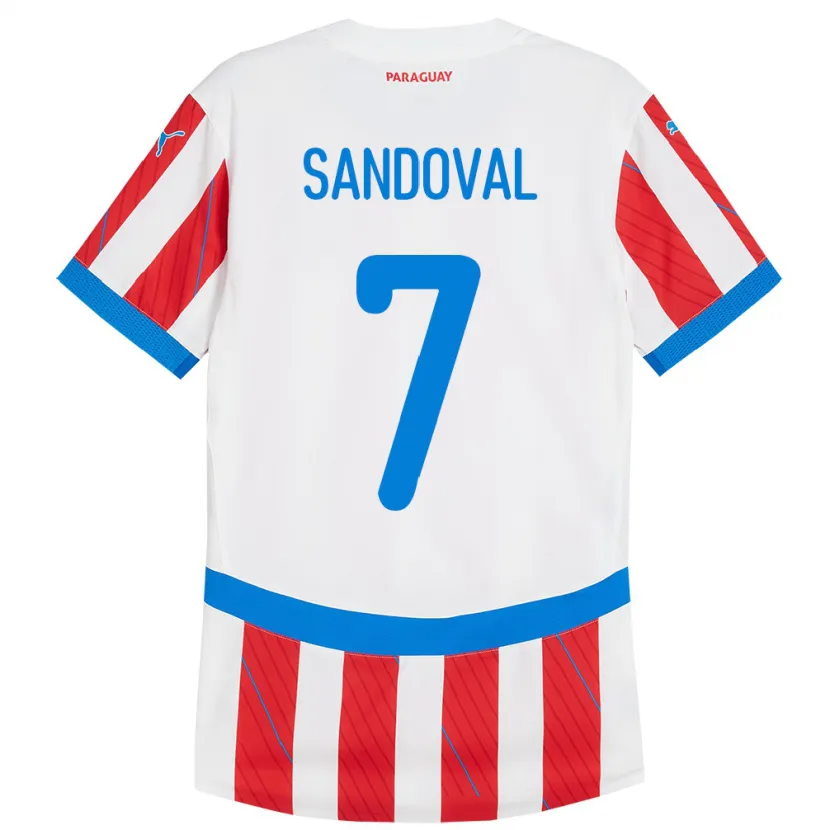 Danxen Mænd Paraguay Fabiola Sandoval #7 Hvid Rød Hjemmebane Spillertrøjer 24-26 Trøje T-Shirt