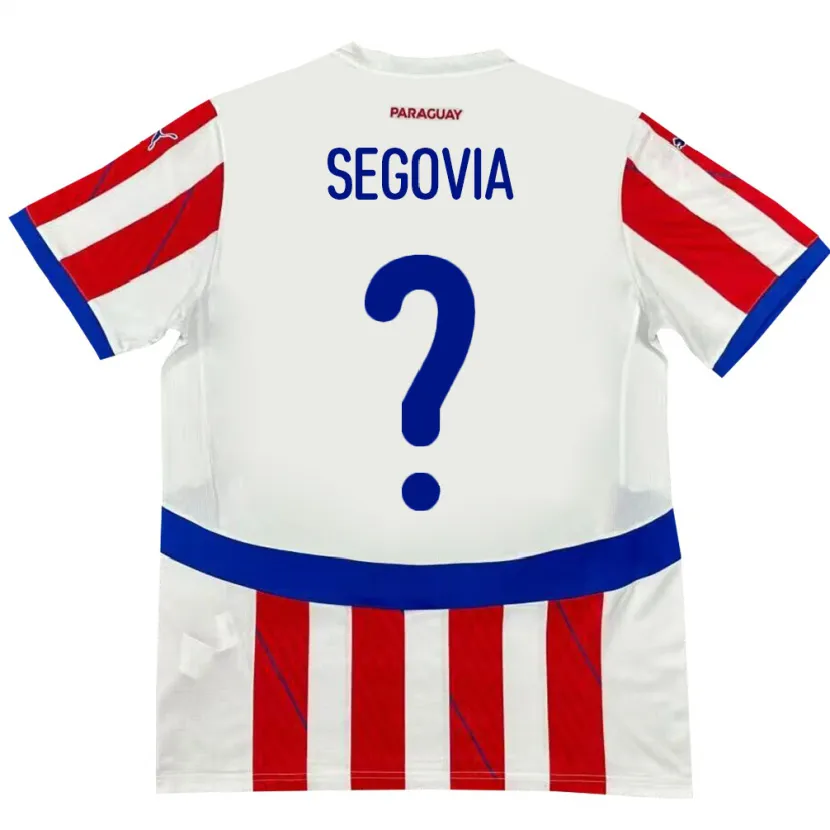 Danxen Mænd Paraguay María Segovia #0 Hvid Rød Hjemmebane Spillertrøjer 24-26 Trøje T-Shirt