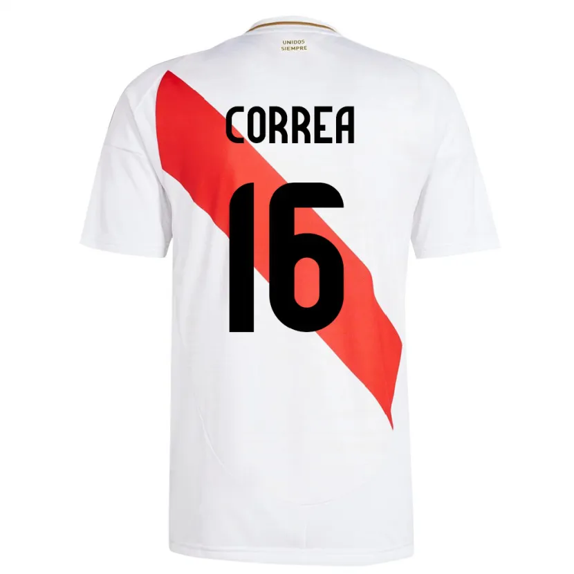 Danxen Mænd Peru Eslyn Correa #16 Hvid Hjemmebane Spillertrøjer 24-26 Trøje T-Shirt