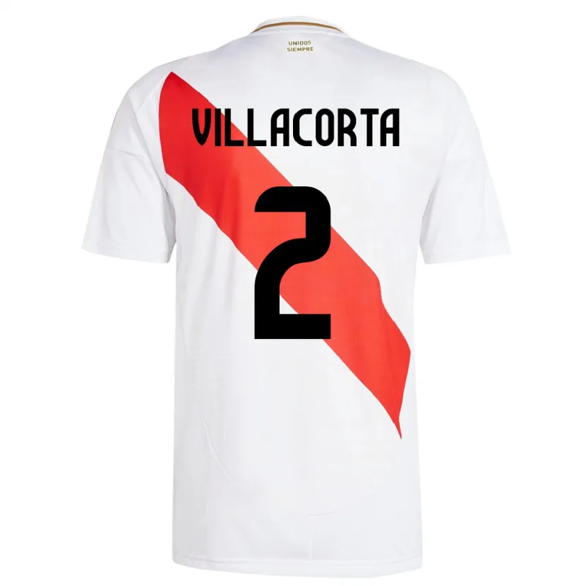 Danxen Mænd Peru Anderson Villacorta #2 Hvid Hjemmebane Spillertrøjer 24-26 Trøje T-Shirt