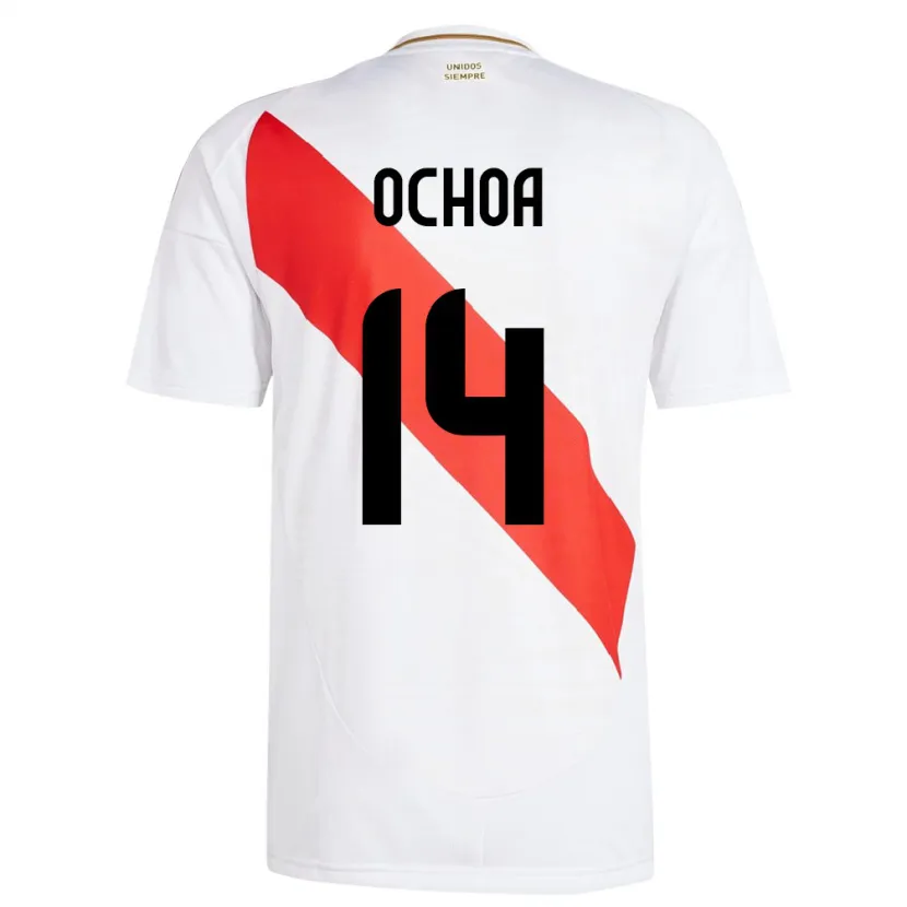 Danxen Mænd Peru Victoria Ochoa #14 Hvid Hjemmebane Spillertrøjer 24-26 Trøje T-Shirt