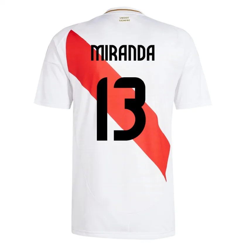 Danxen Mænd Peru Yoselin Miranda #13 Hvid Hjemmebane Spillertrøjer 24-26 Trøje T-Shirt