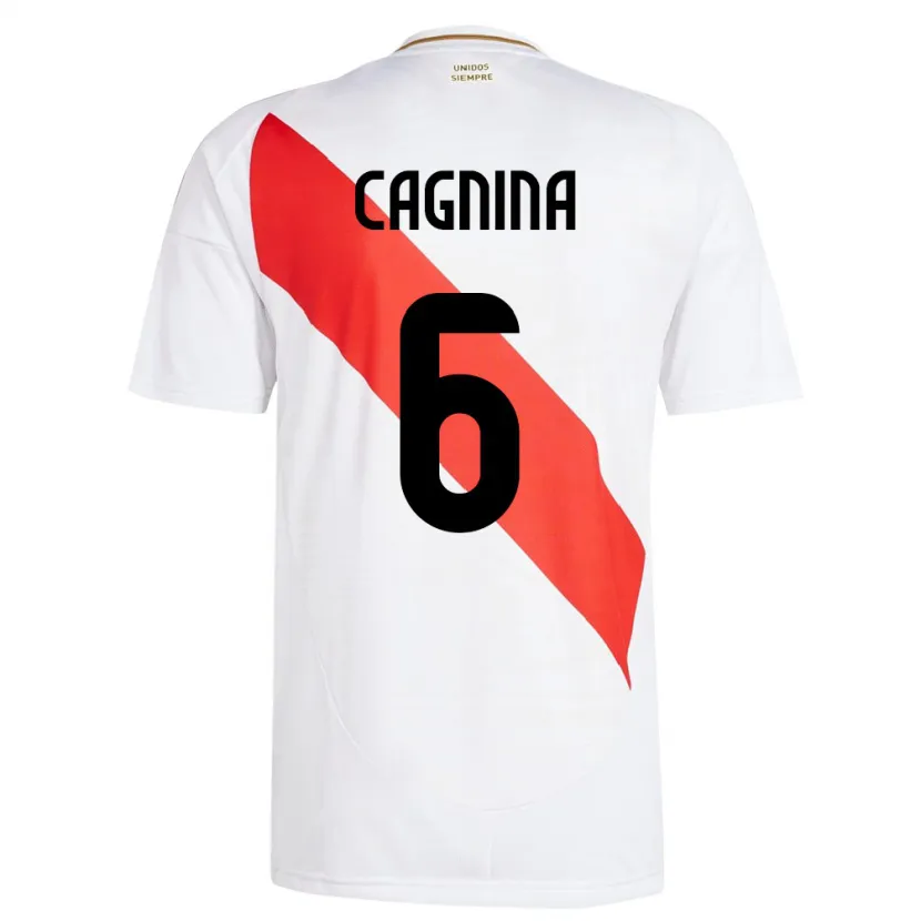 Danxen Mænd Peru Claudia Cagnina #6 Hvid Hjemmebane Spillertrøjer 24-26 Trøje T-Shirt