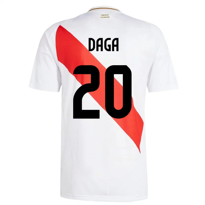 Danxen Mænd Peru Azucena Daga #20 Hvid Hjemmebane Spillertrøjer 24-26 Trøje T-Shirt