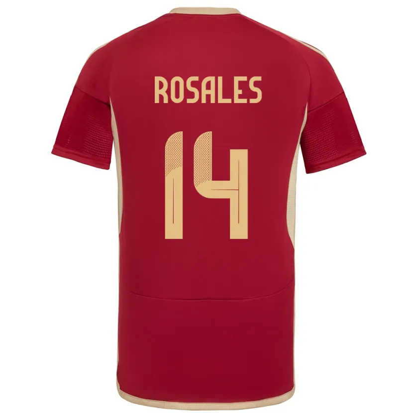 Danxen Mænd Venezuela Roberto Rosales #14 Bourgogne Hjemmebane Spillertrøjer 24-26 Trøje T-Shirt