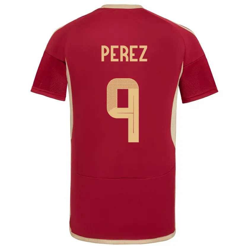 Danxen Mænd Venezuela Daniel Pérez #9 Bourgogne Hjemmebane Spillertrøjer 24-26 Trøje T-Shirt