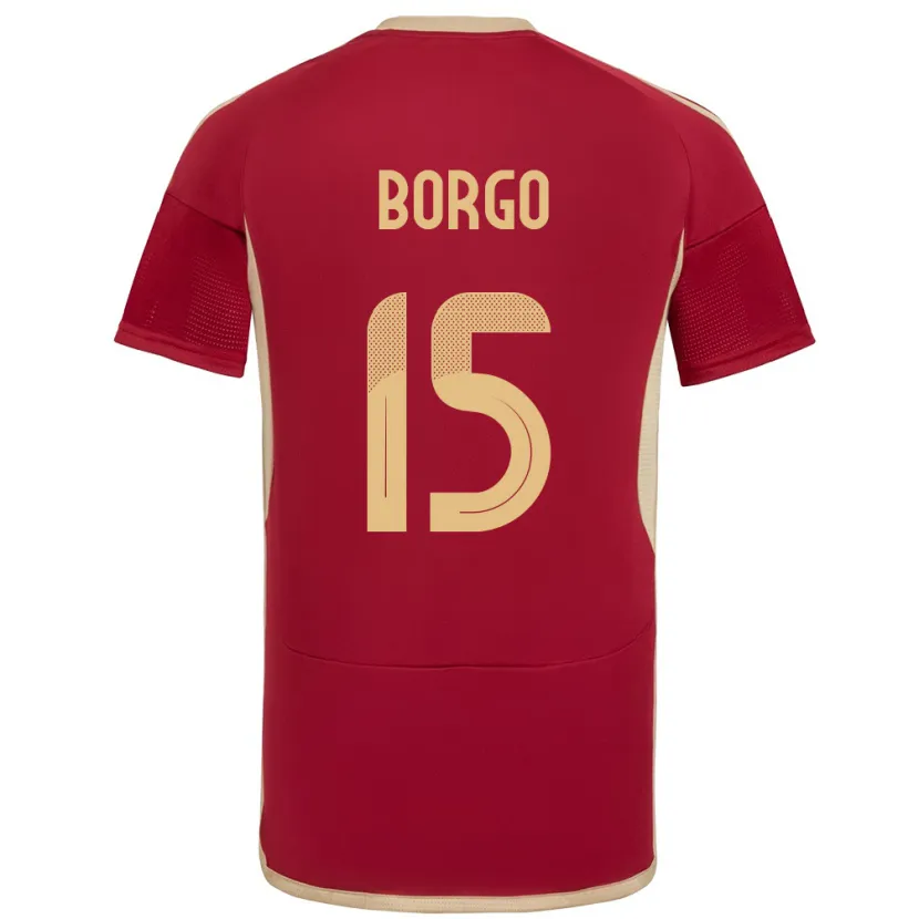 Danxen Mænd Venezuela Ángel Borgo #15 Bourgogne Hjemmebane Spillertrøjer 24-26 Trøje T-Shirt