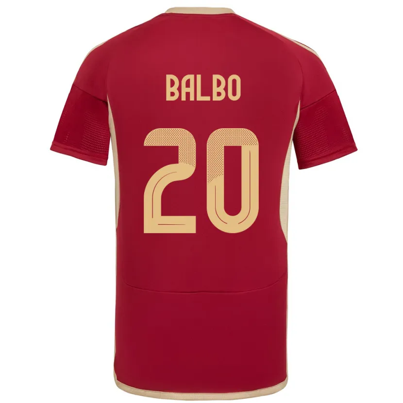 Danxen Mænd Venezuela Luis Balbo #20 Bourgogne Hjemmebane Spillertrøjer 24-26 Trøje T-Shirt