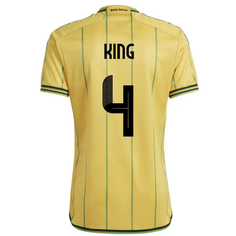 Danxen Mænd Jamaica Richard King #4 Gul Hjemmebane Spillertrøjer 24-26 Trøje T-Shirt