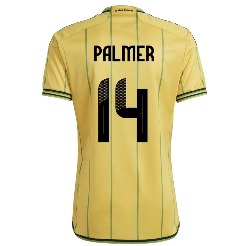 Danxen Mænd Jamaica Kasey Palmer #14 Gul Hjemmebane Spillertrøjer 24-26 Trøje T-Shirt