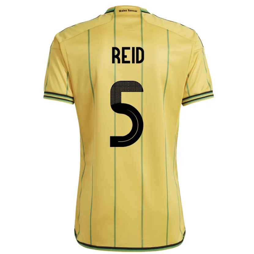 Danxen Mænd Jamaica Adrian Reid #5 Gul Hjemmebane Spillertrøjer 24-26 Trøje T-Shirt