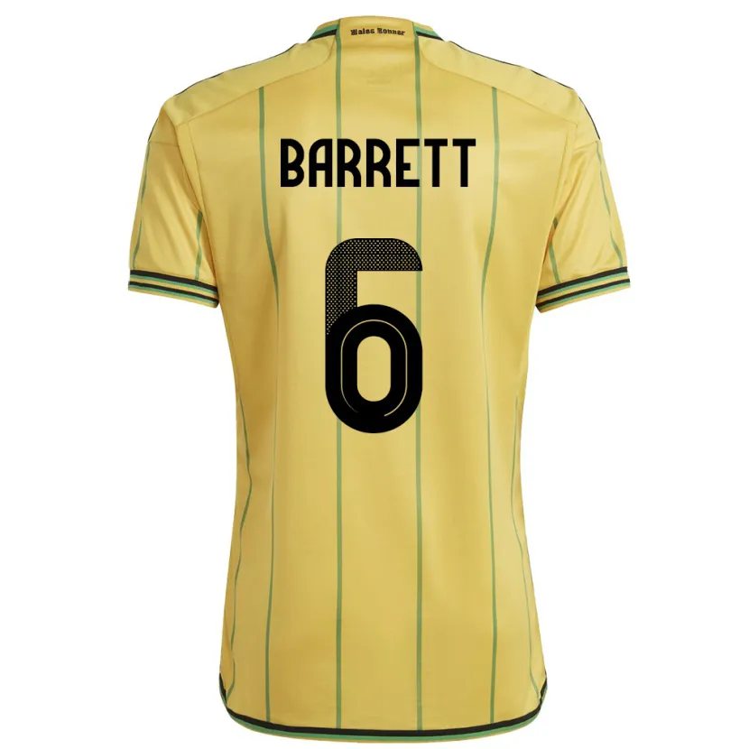 Danxen Mænd Jamaica Ronaldo Barrett #6 Gul Hjemmebane Spillertrøjer 24-26 Trøje T-Shirt