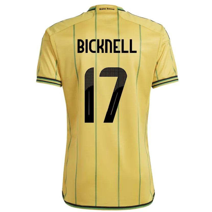 Danxen Mænd Jamaica Alexander Bicknell #17 Gul Hjemmebane Spillertrøjer 24-26 Trøje T-Shirt