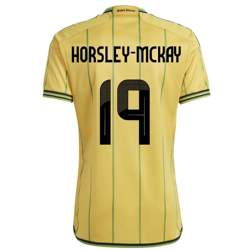 Danxen Mænd Jamaica Kyron Horsley-Mckay #19 Gul Hjemmebane Spillertrøjer 24-26 Trøje T-Shirt