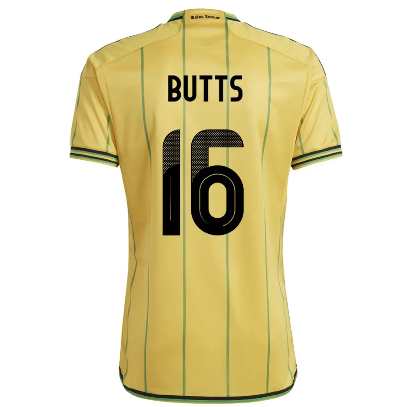 Danxen Mænd Jamaica Njeri Butts #16 Gul Hjemmebane Spillertrøjer 24-26 Trøje T-Shirt