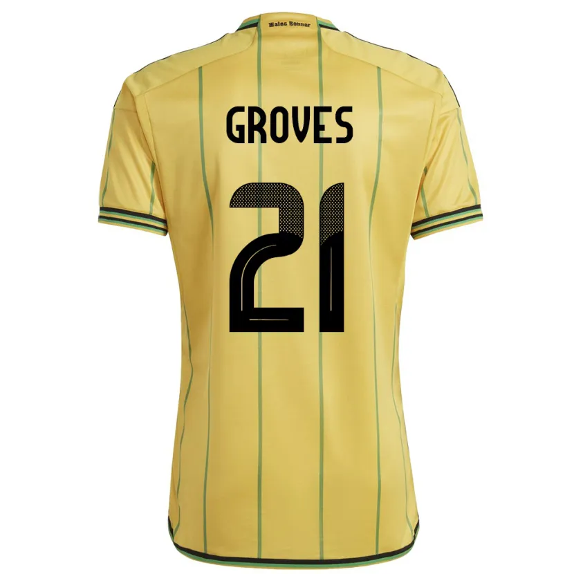 Danxen Mænd Jamaica Isreala Groves #21 Gul Hjemmebane Spillertrøjer 24-26 Trøje T-Shirt