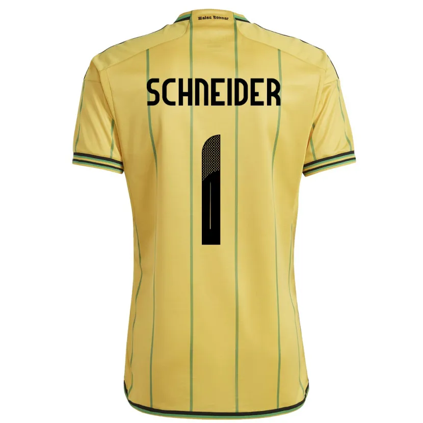 Danxen Mænd Jamaica Sydney Schneider #1 Gul Hjemmebane Spillertrøjer 24-26 Trøje T-Shirt