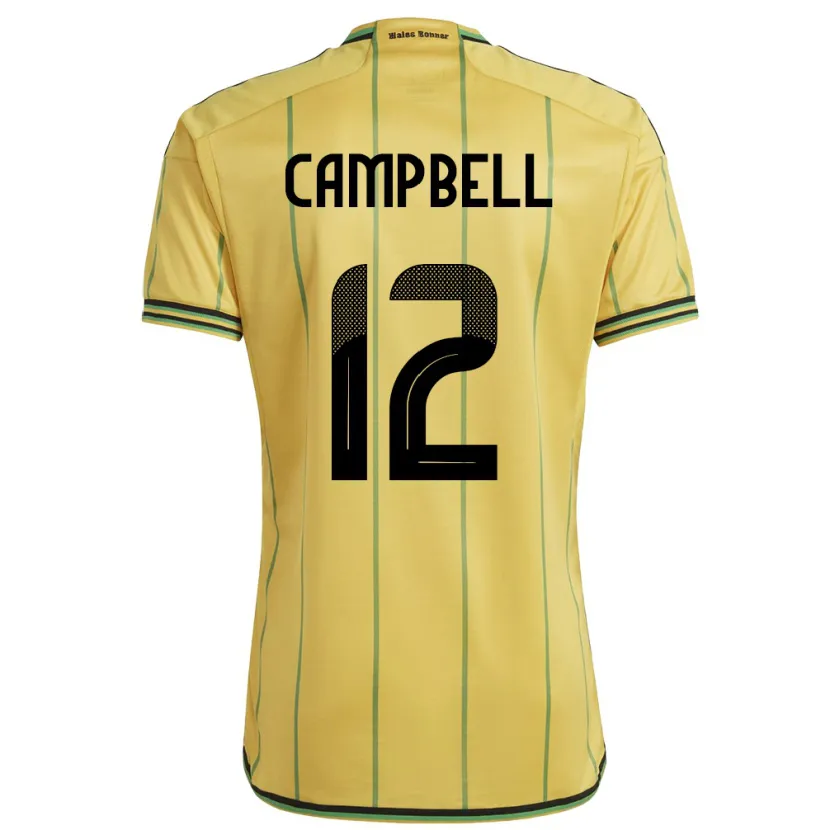 Danxen Mænd Jamaica Sashana Campbell #12 Gul Hjemmebane Spillertrøjer 24-26 Trøje T-Shirt