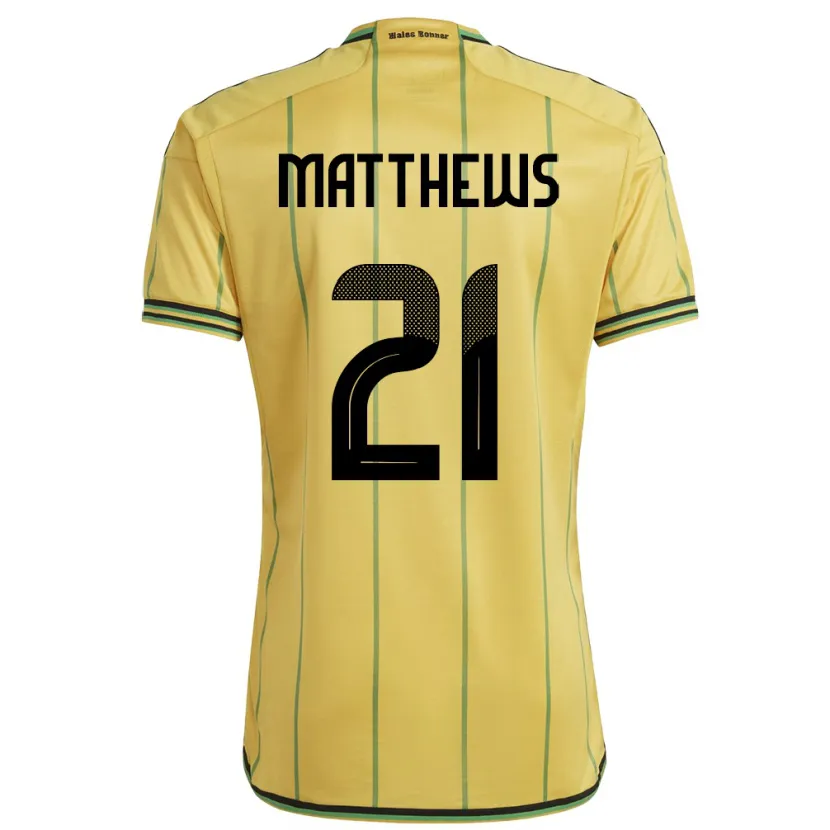 Danxen Mænd Jamaica Cheyna Matthews #21 Gul Hjemmebane Spillertrøjer 24-26 Trøje T-Shirt