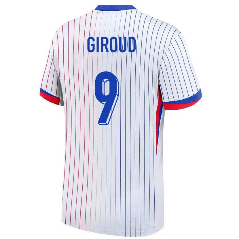 Danxen Mænd Frankrig Olivier Giroud #9 Hvid Udebane Spillertrøjer 24-26 Trøje T-Shirt