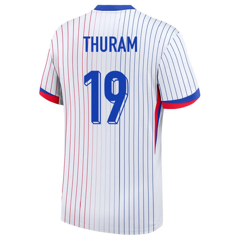 Danxen Mænd Frankrig Khephren Thuram #19 Hvid Udebane Spillertrøjer 24-26 Trøje T-Shirt