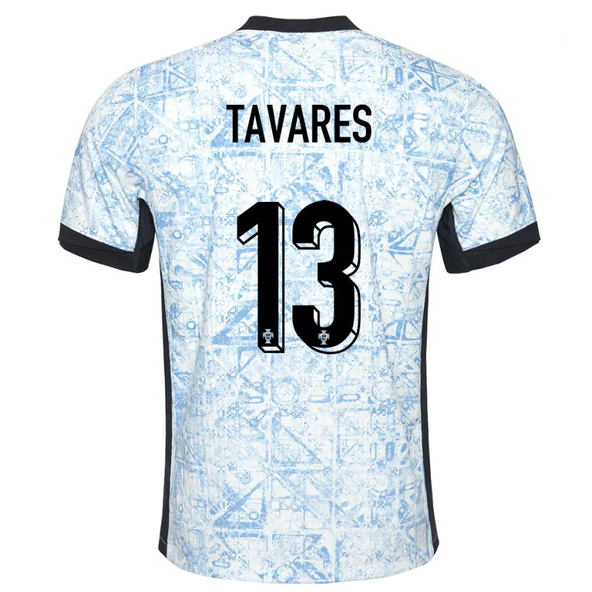 Danxen Mænd Portugal Nuno Tavares #13 Creme Blå Udebane Spillertrøjer 24-26 Trøje T-Shirt