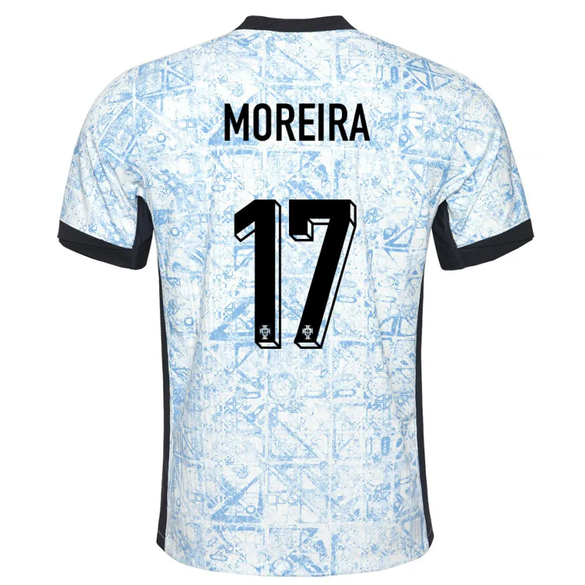 Danxen Mænd Portugal Afonso Moreira #17 Creme Blå Udebane Spillertrøjer 24-26 Trøje T-Shirt