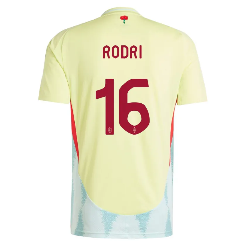 Danxen Mænd Spanien Rodri #16 Gul Udebane Spillertrøjer 24-26 Trøje T-Shirt