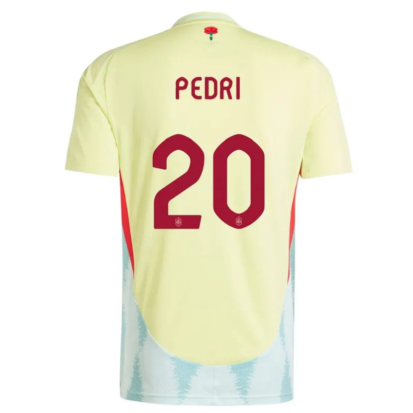 Danxen Mænd Spanien Pedri #20 Gul Udebane Spillertrøjer 24-26 Trøje T-Shirt