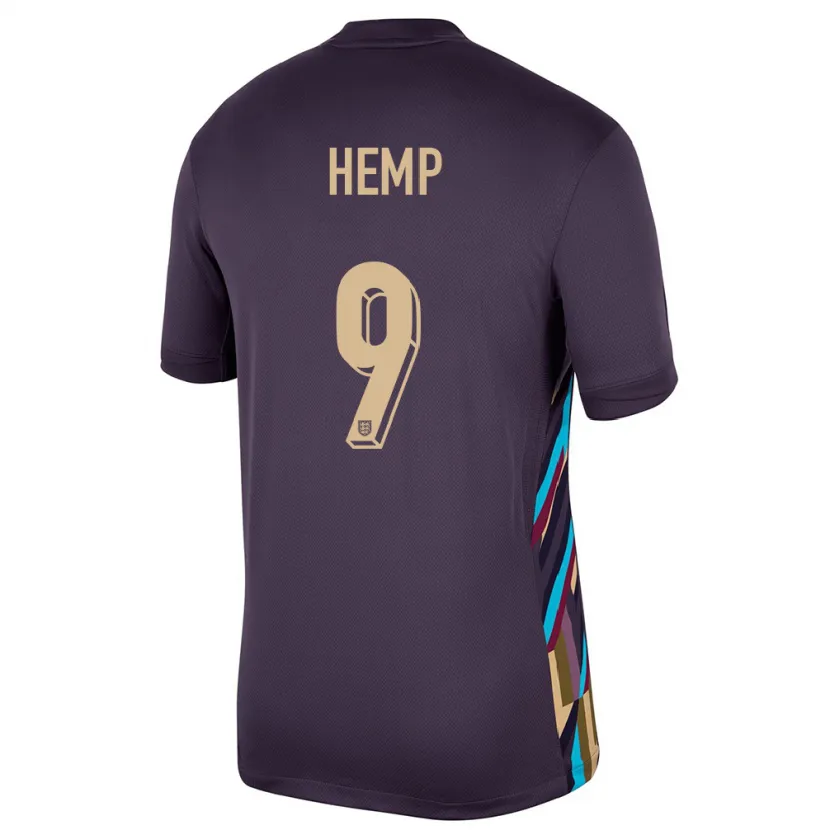 Danxen Mænd England Lauren Hemp #9 Mørk Rosin Udebane Spillertrøjer 24-26 Trøje T-Shirt